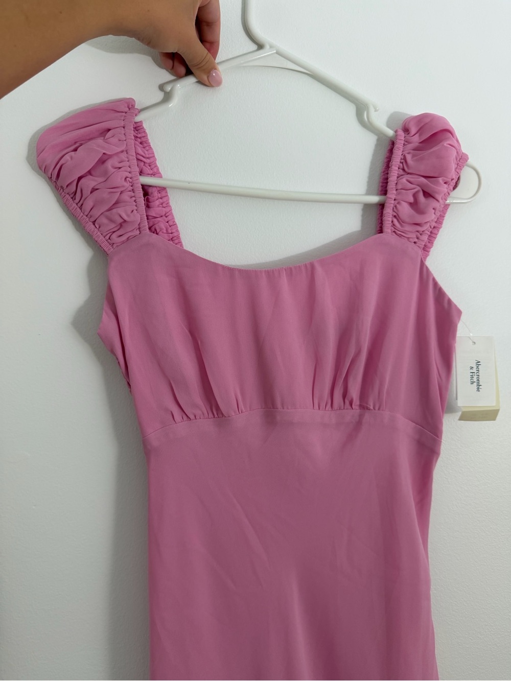Abercrombie and Fitch Pink Ruffled Strap Maxi Dress